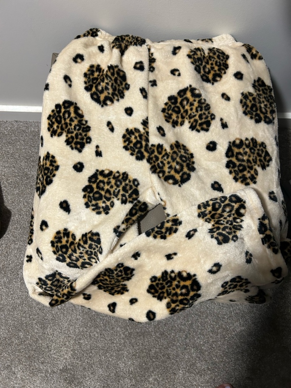 Faux Fur Leopard Print pajama pants- Cream and Tan